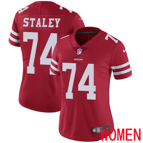 San Francisco 49ers Limited Red Women Joe Staley Home NFL Jersey #74 Vapor Untouchable